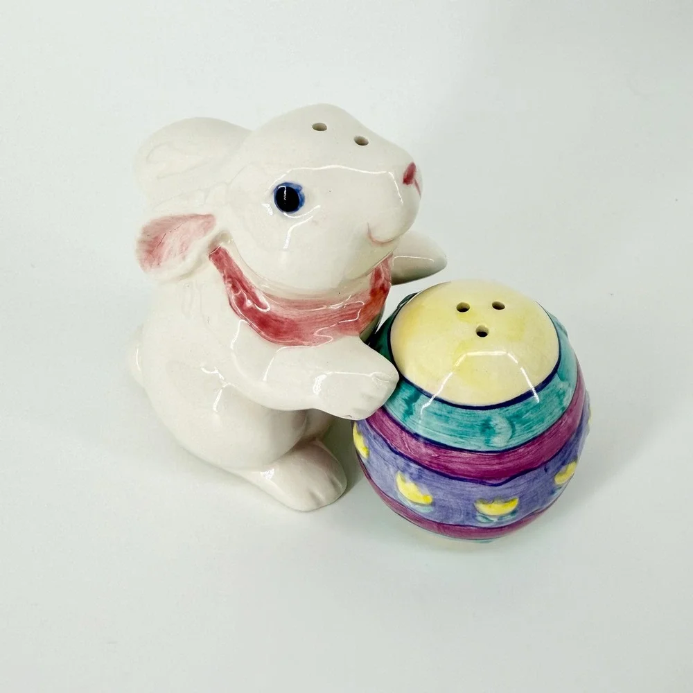 Vintage Rabbit & Co Easter Parade Salt & Pepper Shakers Bunny Rabbit & Egg Set